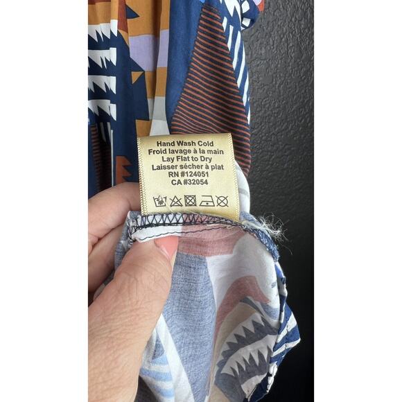 Anthropologie Porridge Ventura Abstract Patchwork Boho Geometric Flowy Blouse - Picture 7 of 10